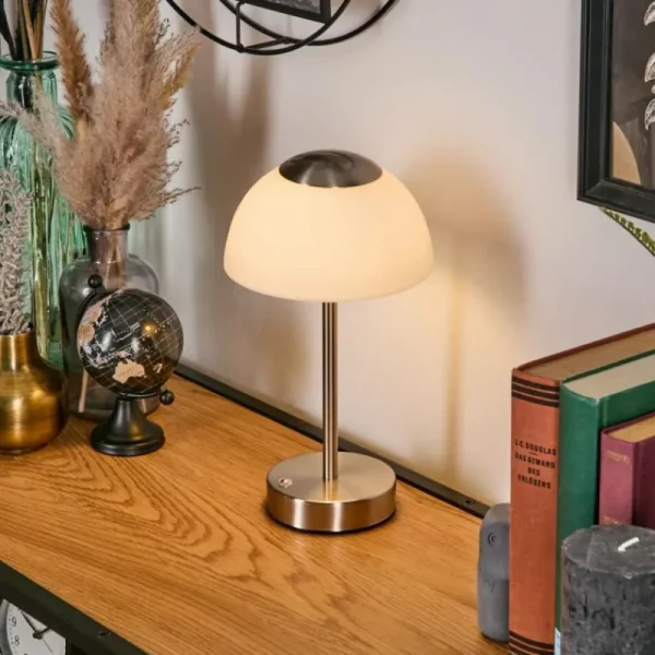 hofstein Rands Lampe à poser LED Nickel mat, 1 lumière* Lampes En Verre