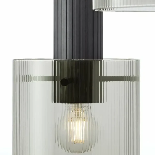 Luminaires Brilliant Riffelini Suspension Noir, 3 lumières* Lampes En Verre