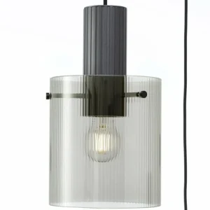 Luminaires Brilliant Riffelini Suspension Noir, 3 lumières* Lampes En Verre