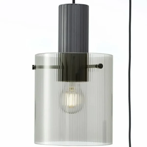 Luminaires Brilliant Riffelini Suspension Noir, 3 lumières* Lampes En Verre