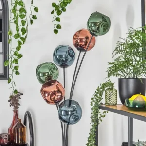 hofstein Ripoll Lampadaire Bleu, Vert, Cuivré, 6 lumières* Lampes En Verre