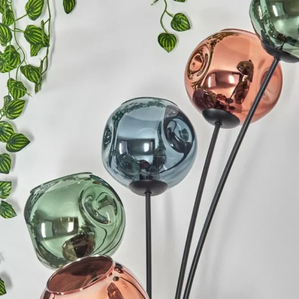 hofstein Ripoll Lampadaire Bleu, Vert, Cuivré, 6 lumières* Lampes En Verre