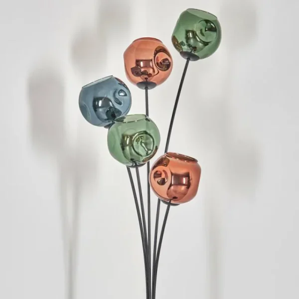 hofstein Ripoll Lampadaire Bleu, Vert, Cuivré, 5 lumières* Lampes En Verre
