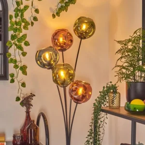 hofstein Ripoll Lampadaire Bleu, Vert, Cuivré, 5 lumières* Lampes En Verre