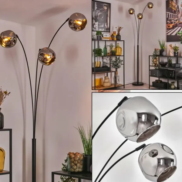 hofstein Ripoll Lampadaire Chrome, 3 lumières* Lampes En Verre