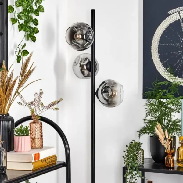 hofstein Ripoll Lampadaire Chrome, Clair, Fumé, 3 lumières* Lampes Modernes