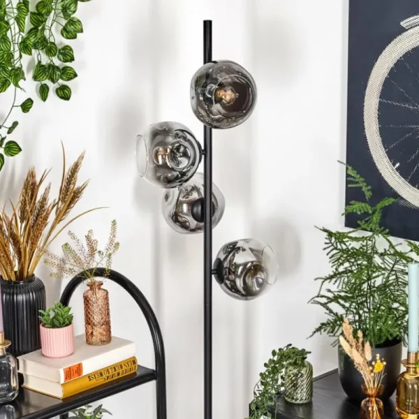 hofstein Ripoll Lampadaire Chrome, Clair, Fumé, 4 lumières* Lampes Modernes