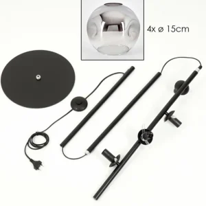 hofstein Ripoll Lampadaire Chrome, Clair, Fumé, 4 lumières* Lampes Modernes