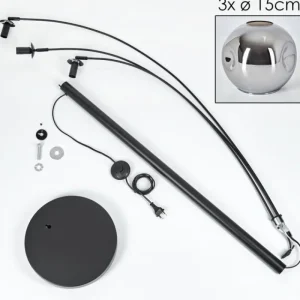 hofstein Ripoll Lampadaire Chrome, 3 lumières* Lampes En Verre
