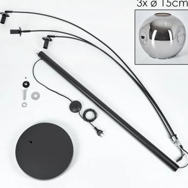 hofstein Ripoll Lampadaire Chrome, 3 lumières* Lampes En Verre