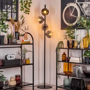 hofstein Ripoll Lampadaire Chrome, Clair, Fumé, 4 lumières* Lampes Modernes
