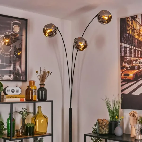 hofstein Ripoll Lampadaire Chrome, 3 lumières* Lampes En Verre