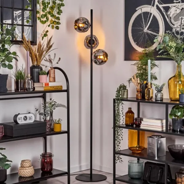 hofstein Ripoll Lampadaire Chrome, Fumé, 3 lumières* Lampes Modernes