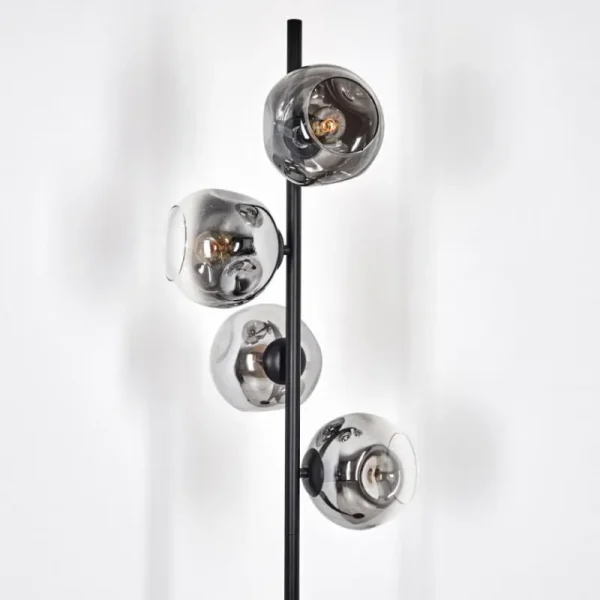 hofstein Ripoll Lampadaire Chrome, Clair, Fumé, 4 lumières* Lampes Modernes