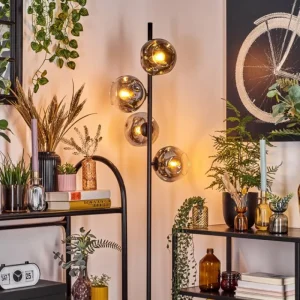 hofstein Ripoll Lampadaire Chrome, Clair, Fumé, 4 lumières* Lampes Modernes