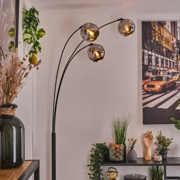 hofstein Ripoll Lampadaire Chrome, 3 lumières* Lampes En Verre