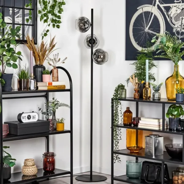 hofstein Ripoll Lampadaire Chrome, Clair, Fumé, 3 lumières* Lampes Modernes
