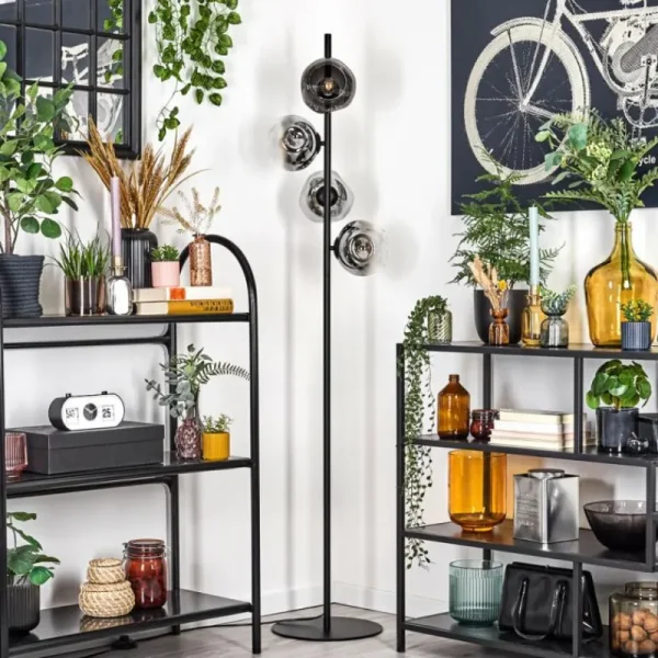 hofstein Ripoll Lampadaire Chrome, Clair, Fumé, 4 lumières* Lampes Modernes