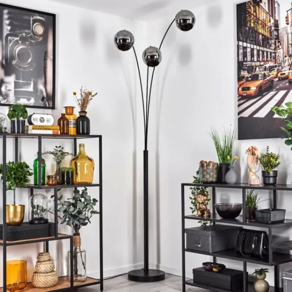 hofstein Ripoll Lampadaire Chrome, 3 lumières* Lampes En Verre