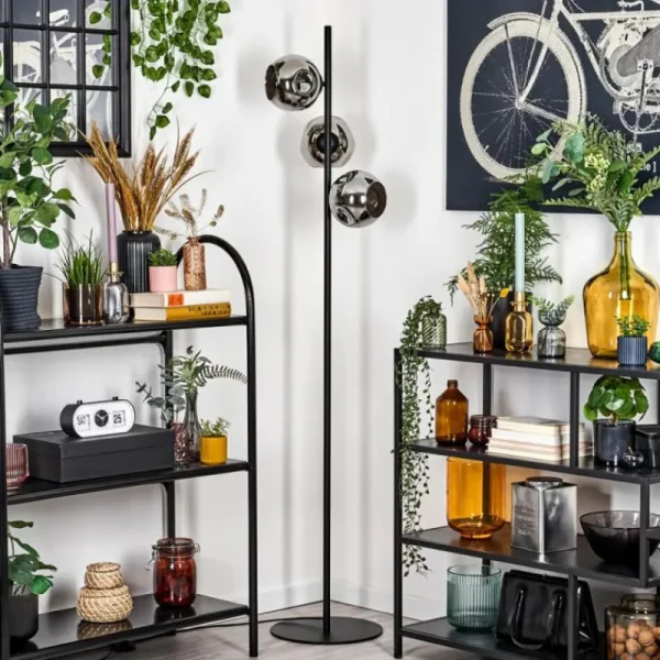 hofstein Ripoll Lampadaire Chrome, Fumé, 3 lumières* Lampes Modernes