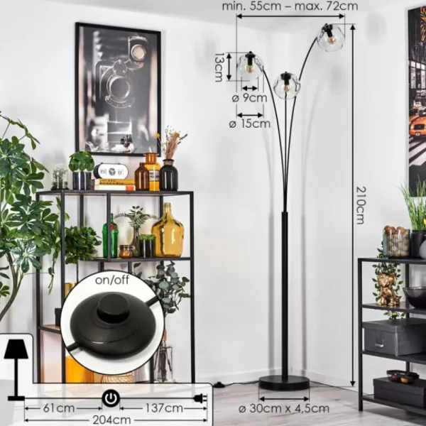 hofstein Ripoll Lampadaire Clair, 3 lumières* Lampes En Verre
