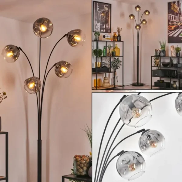 hofstein Ripoll Lampadaire Noir, 5 lumières* Lampes Modernes