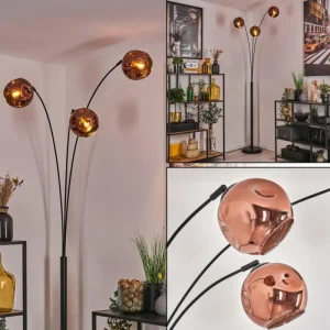 hofstein Ripoll Lampadaire Noir, 3 lumières* Lampes En Verre