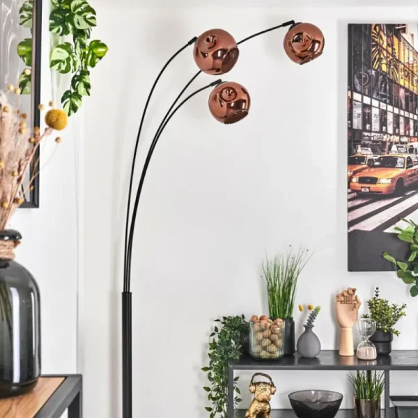 hofstein Ripoll Lampadaire Noir, 3 lumières* Lampes En Verre