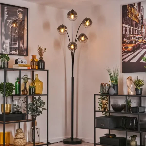 hofstein Ripoll Lampadaire Noir, 5 lumières* Lampes Modernes