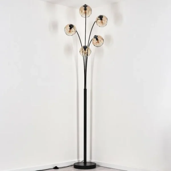 hofstein Ripoll Lampadaire Noir, 5 lumières* Lampes En Verre