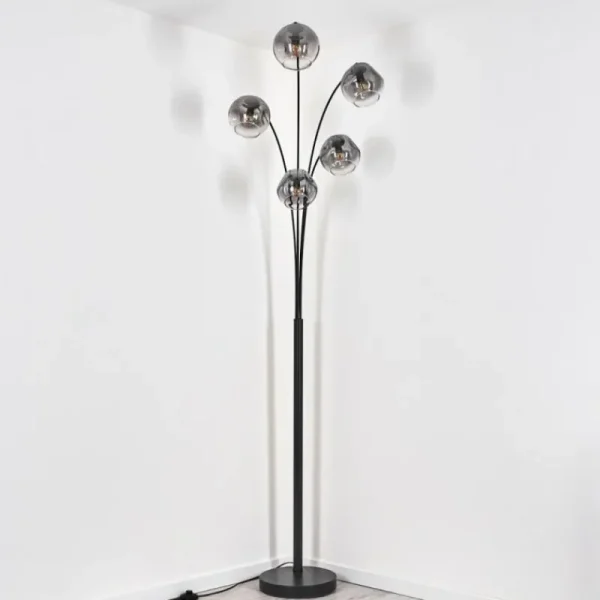 hofstein Ripoll Lampadaire Noir, 5 lumières* Lampes Modernes