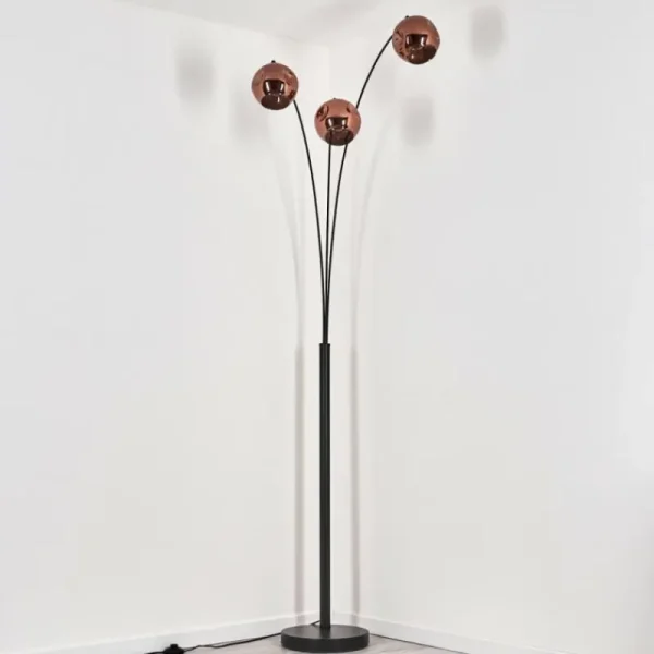 hofstein Ripoll Lampadaire Noir, 3 lumières* Lampes En Verre