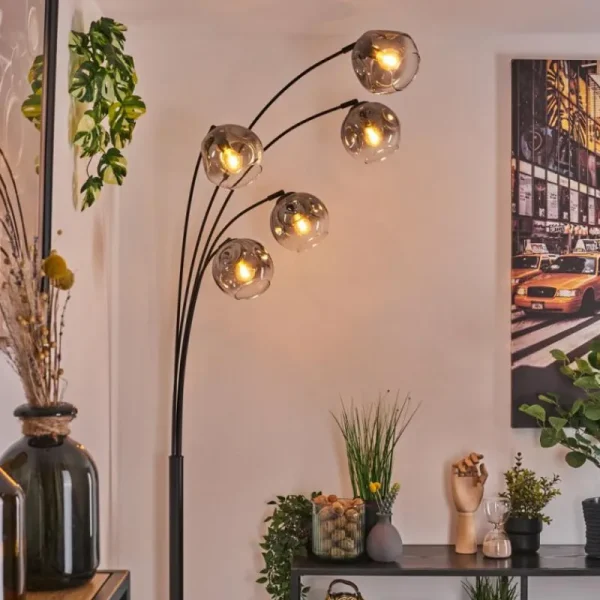 hofstein Ripoll Lampadaire Noir, 5 lumières* Lampes Modernes