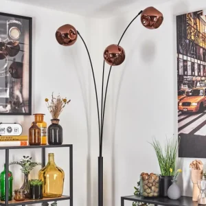 hofstein Ripoll Lampadaire Noir, 3 lumières* Lampes En Verre