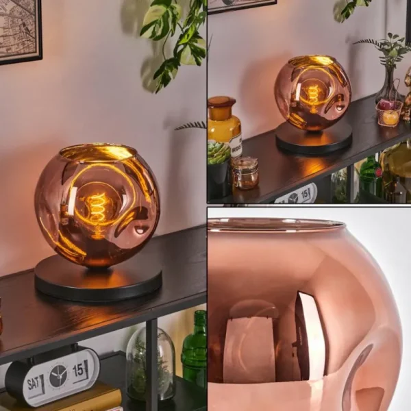 hofstein Ripoll Lampe à poser Cuivré, 1 lumière* Lampes En Verre
