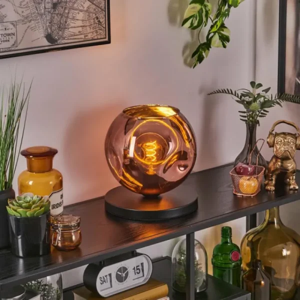 hofstein Ripoll Lampe à poser Cuivré, 1 lumière* Lampes En Verre