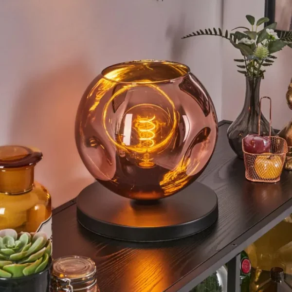 hofstein Ripoll Lampe à poser Cuivré, 1 lumière* Lampes En Verre