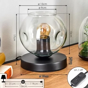 hofstein Ripoll Lampe à poser Noir, 1 lumière* Lampes En Verre