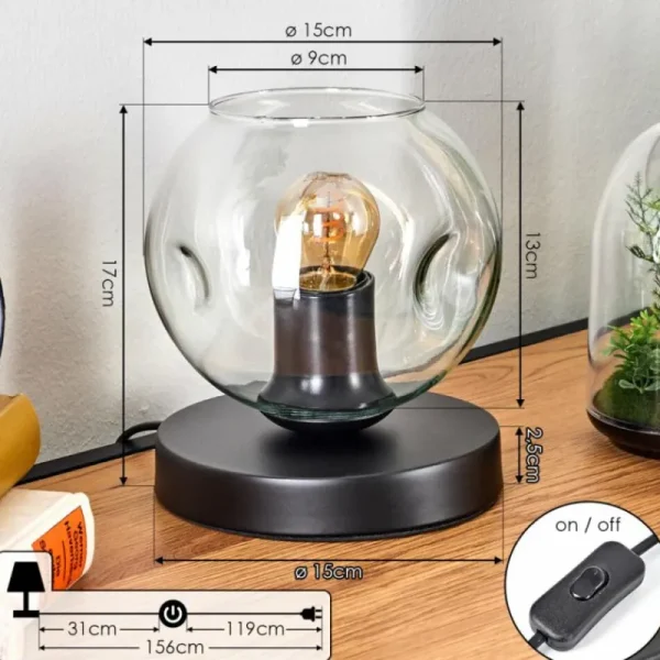 hofstein Ripoll Lampe à poser Noir, 1 lumière* Lampes En Verre