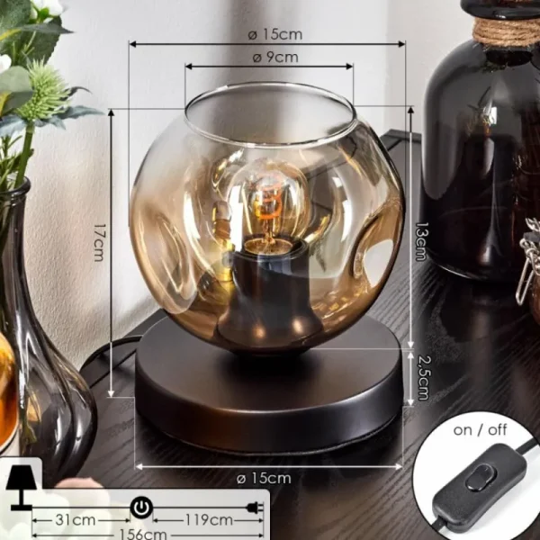hofstein Ripoll Lampe à poser Noir, 1 lumière* Lampes En Verre