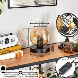 hofstein Ripoll Lampe à poser Noir, 1 lumière* Lampes En Verre