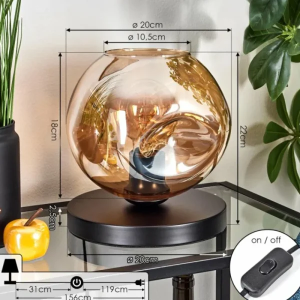 hofstein Ripoll Lampe à poser Noir, 1 lumière* Lampes En Verre