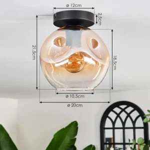 hofstein Ripoll Plafonnier Ambre, Clair, 1 lumière* Lampes En Verre