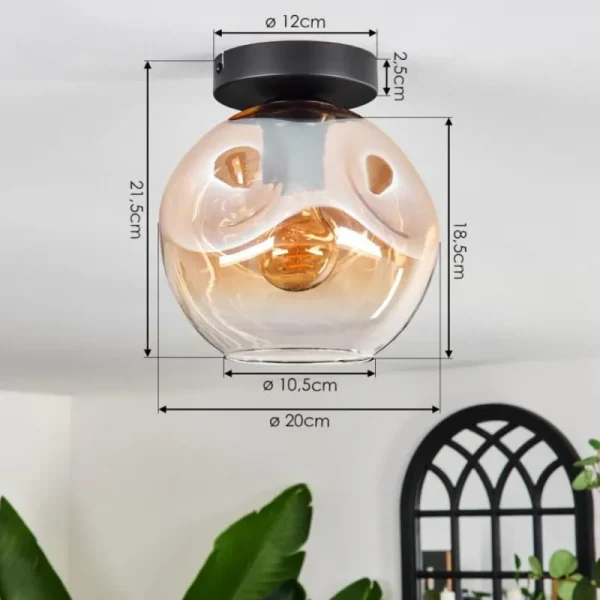 hofstein Ripoll Plafonnier Ambre, Clair, 1 lumière* Lampes En Verre
