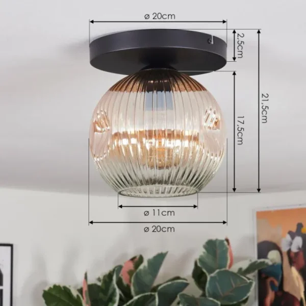 hofstein Ripoll Plafonnier, Boule lumineuse Ambre, Clair, 1 lumière* Lampes Modernes