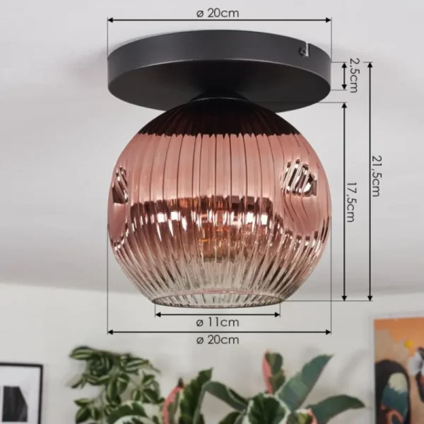 hofstein Ripoll Plafonnier, Boule lumineuse Clair, Cuivré, 1 lumière* Lampes Modernes