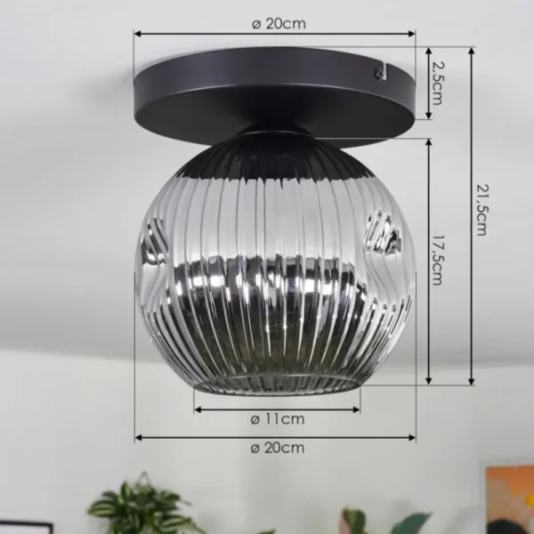 hofstein Ripoll Plafonnier, Boule lumineuse Fumé, 1 lumière* Lampes Modernes