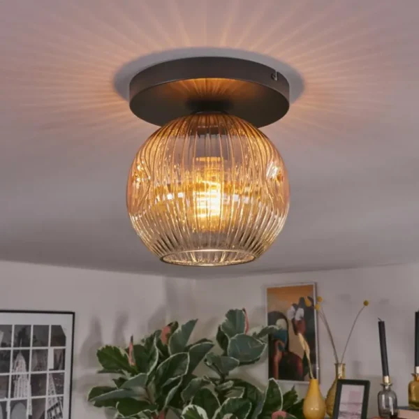 hofstein Ripoll Plafonnier, Boule lumineuse Ambre, Clair, 1 lumière* Lampes Modernes