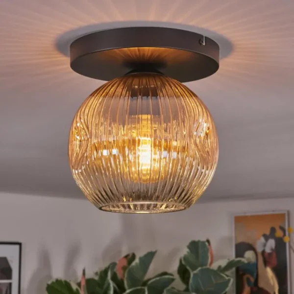 hofstein Ripoll Plafonnier, Boule lumineuse Ambre, Clair, 1 lumière* Lampes Modernes