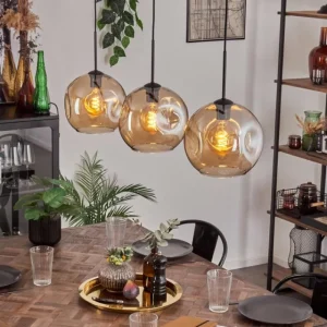 hofstein Ripoll Suspension Ambre, 3 lumières* Lampes En Verre
